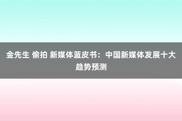 金先生 偷拍 新媒体蓝皮书：中国新媒体发展十大趋势预测